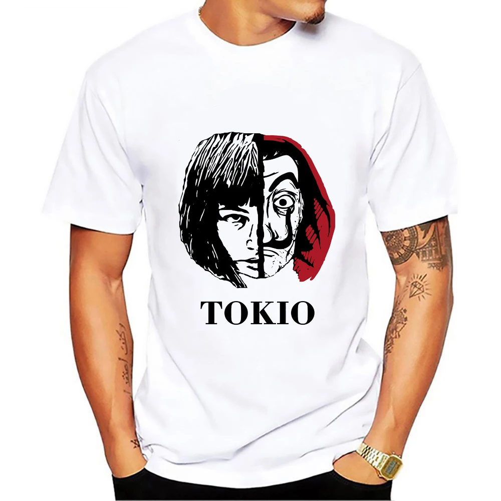 The House of Paper La Casa De Papel T shirt Movie Money Heist Funny Dali T-Shirt New Tv Show Series Casual men vogue Summer tees | Мужская