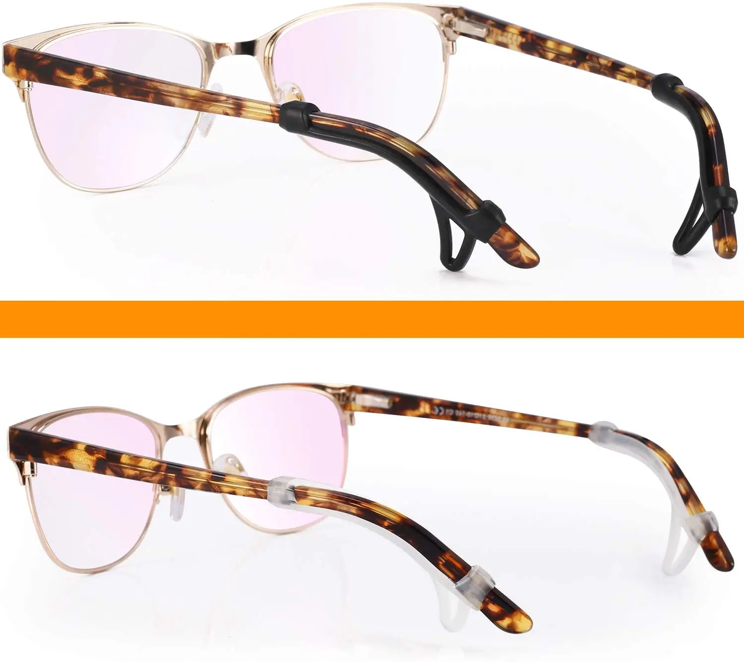 Заушники для очков противоскользящие силиконовые солнцезащитных дужек черные