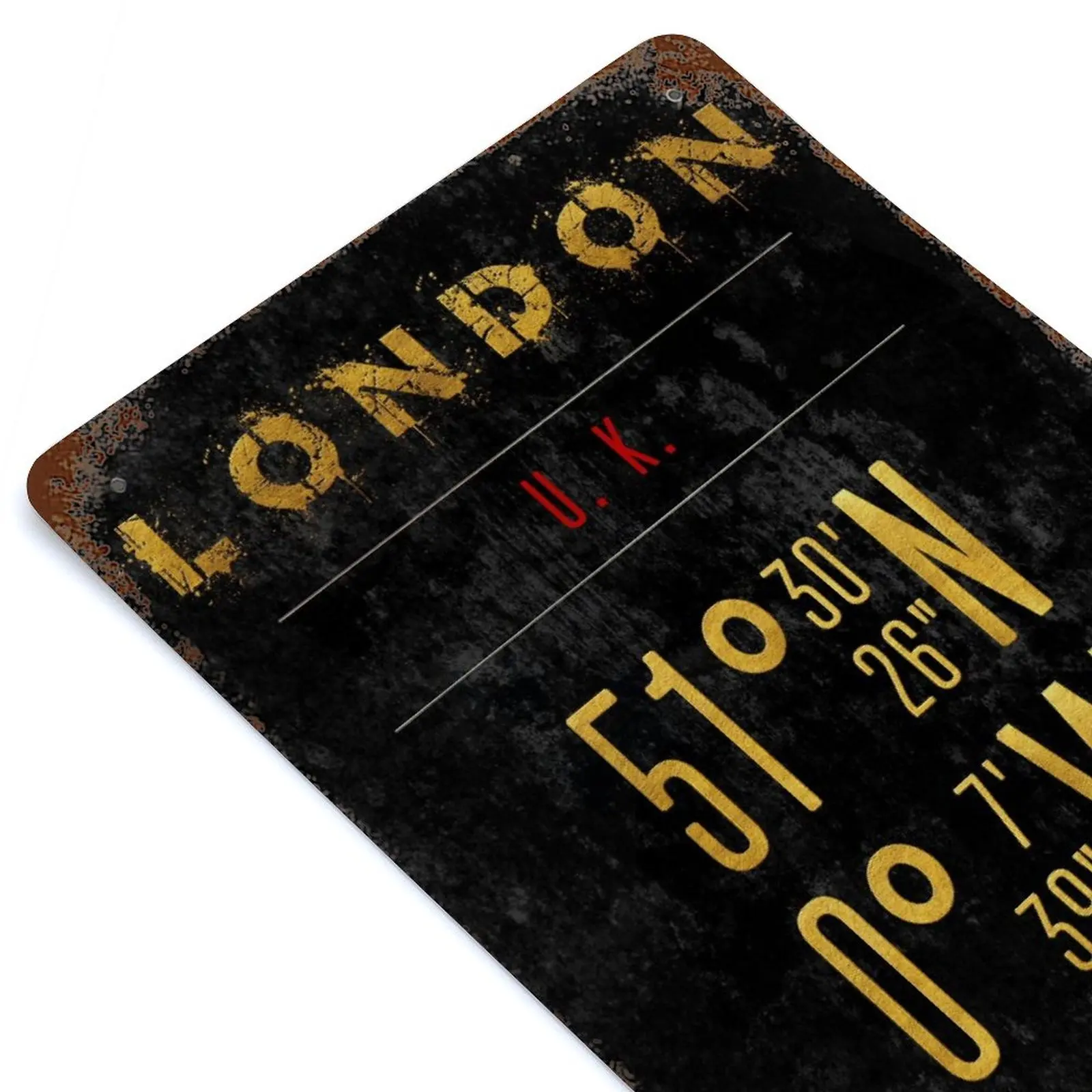 

London Golden Coordinatas Printed Retro Metal Poster Decor Home Wall Decoration Tin Sign Plaque