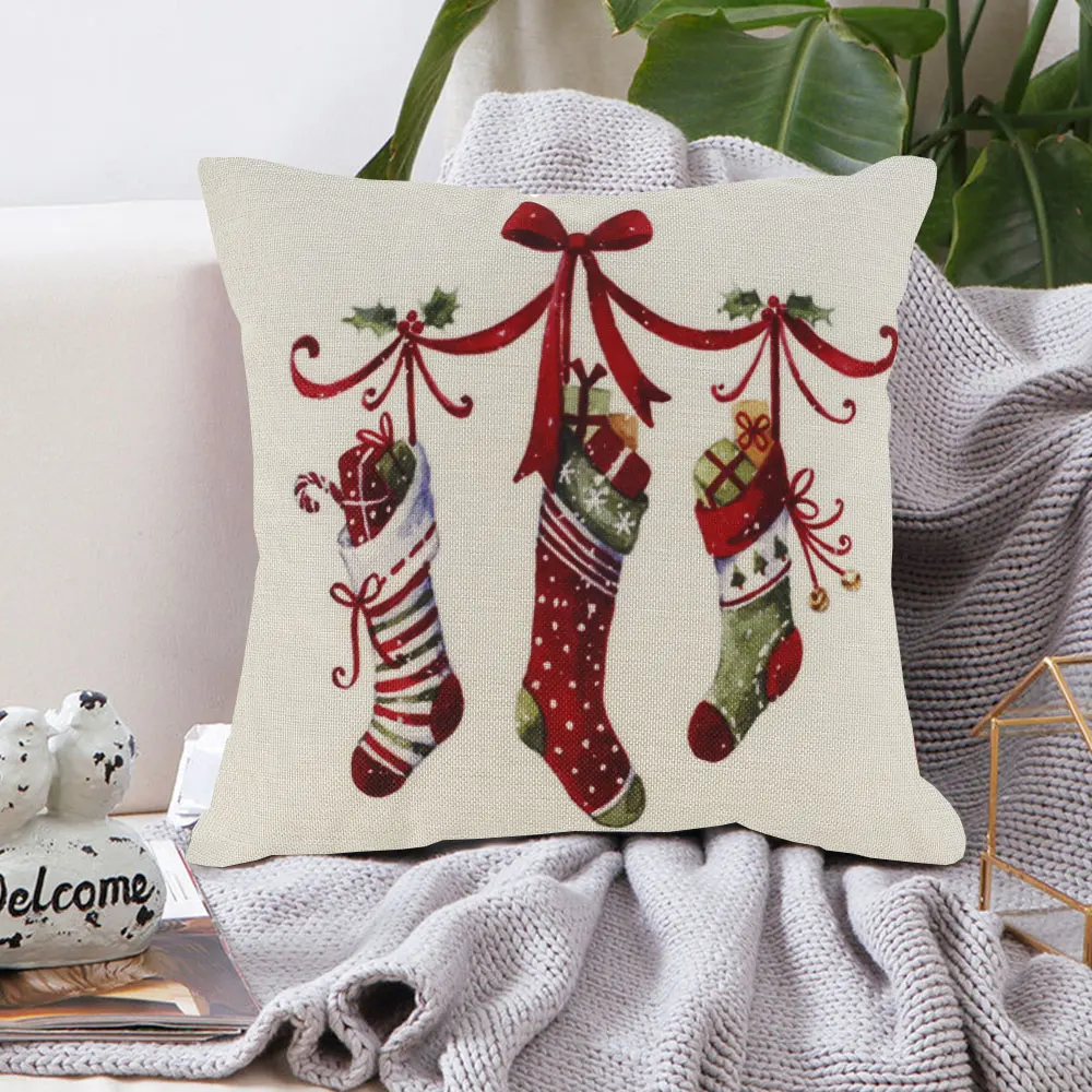 

4 Pcs Christmas Cushion Cover Pillow Case Christmas Pillow Covers Merry Christmas Decorations Christmas Ornaments 45x45cm