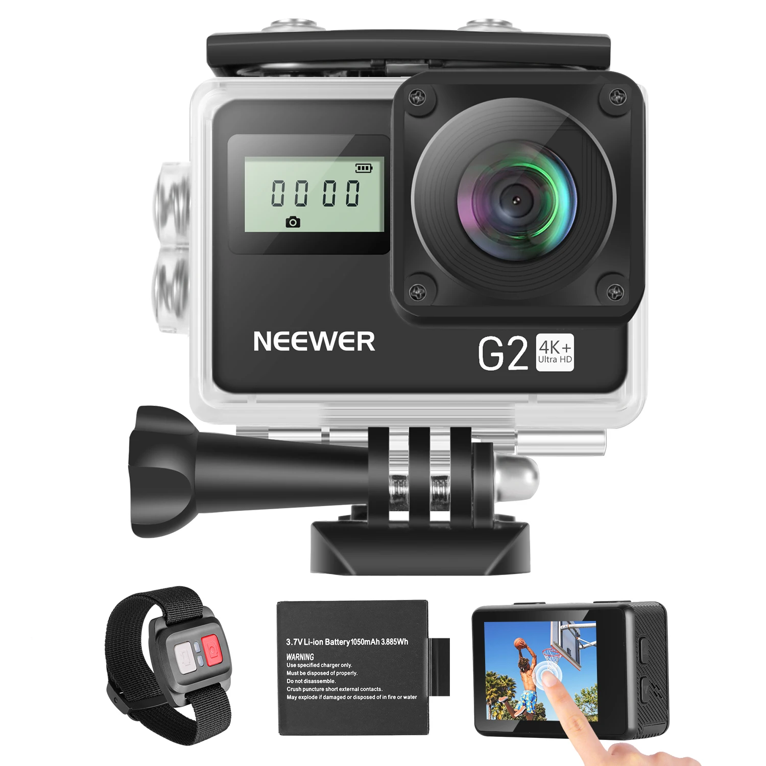 

Neewer G2 4K WiFi Sports Action Camera with Touch Screen Ultra HD DV Camcorder 30FPS EIS 170 Degree Wide Angle WiFi Sports Cam