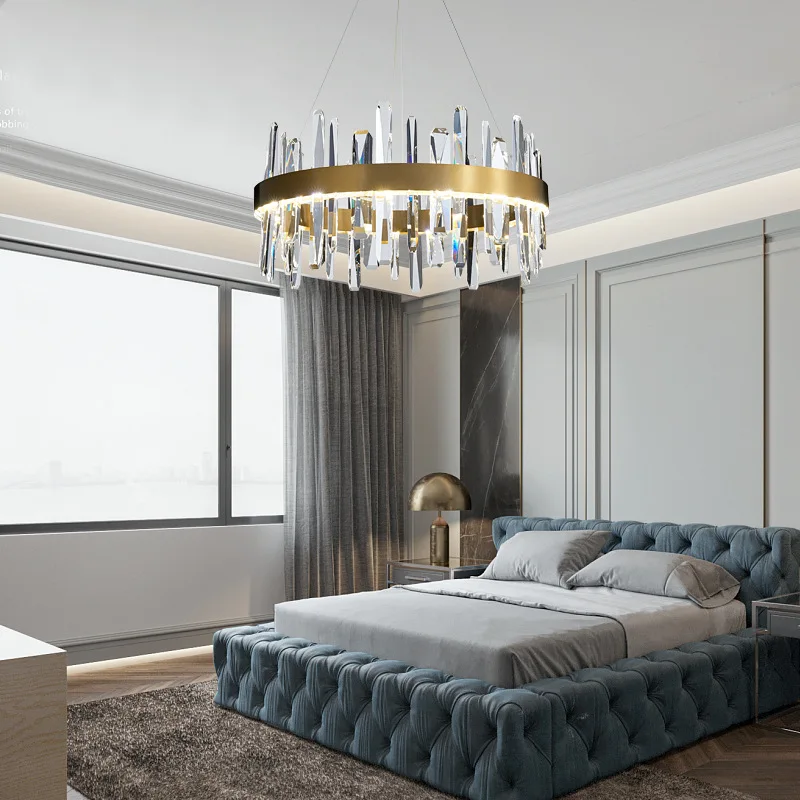 Modern led chandeliers in the living room ring crystal chandelier for dining hanging circle cristal lamps Stainless steel | Лампы и