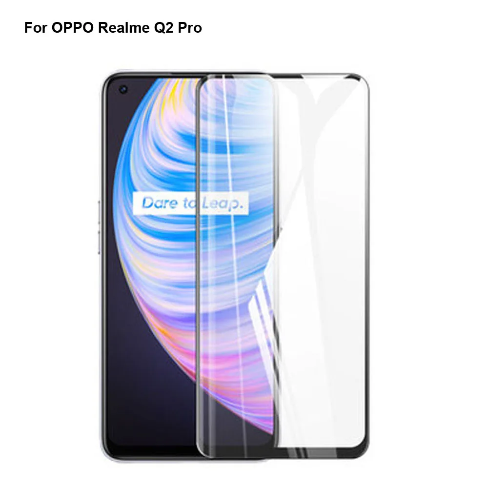 

5PCS Black Ultra-Thin screen protector Tempered Glass For Oppo Realme Q2 full Screen protective For Oppo Realme Q2i Film Q2 Pro