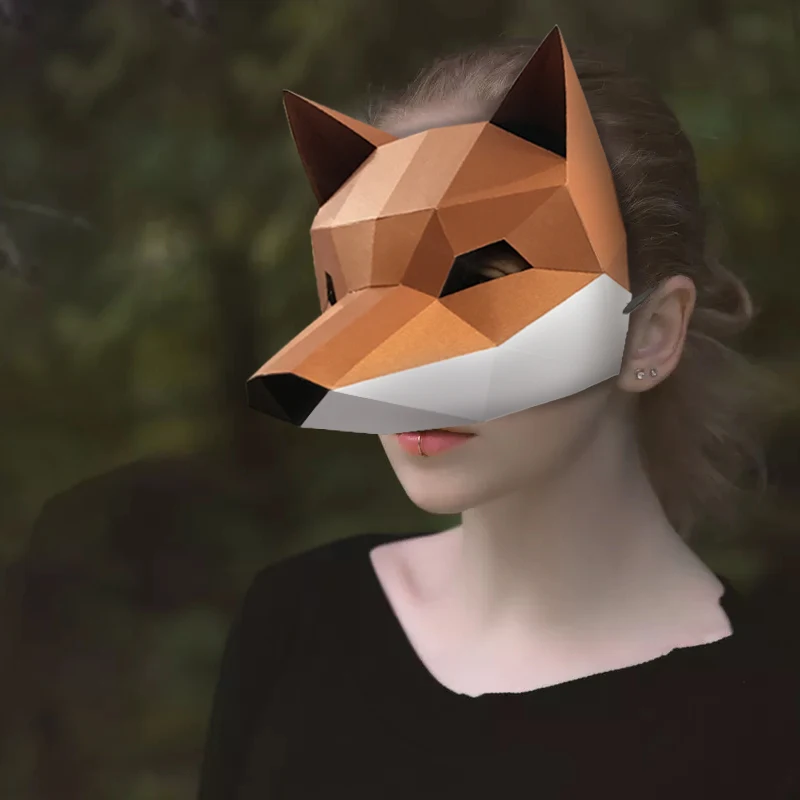

3D маски для лица, наполовину лицевая Лисичка, бумажная маска, сделай сам, классные вещи, милые сексуальные вечерние лисички, косплей игрушки,...