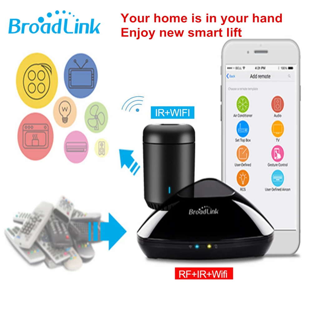 Broadlink Rm Pro+ EU Mini3 Slimme Domotica Wifi+ Ir Rf Universele afstandard для интеллектуального использования Ios Android