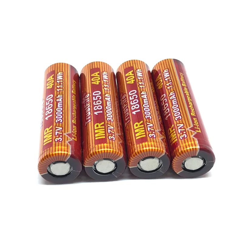 

TrustFire IMR 18650 40A 3.7V 3000mAh 11.1Wh Li-ion Battery Rechargeable Batteries with Safety Relief Valve for LED Flashlights