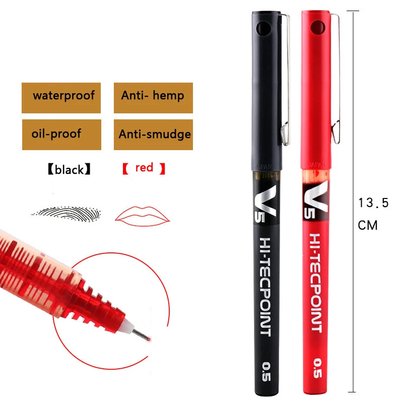 

10pc 0.5mm Black Red Marker pen Measuring Ruler Microblading Permanent Waterproof Makeup Eyebrow Lip Tattoo Accessories Supplies
