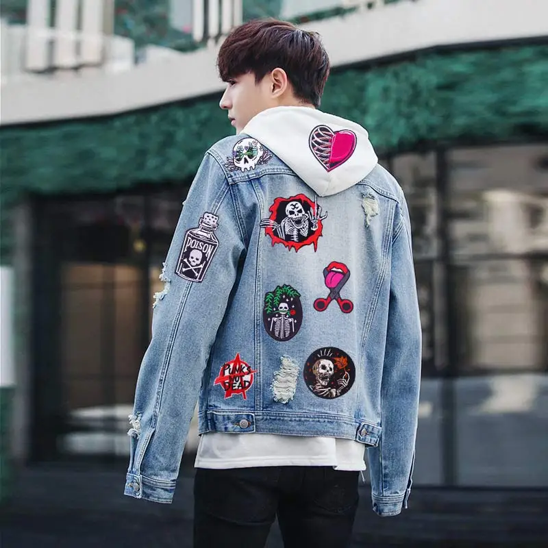 Хиппи рок череп утюгом нашивки для одежды вышитые губы в стиле панк