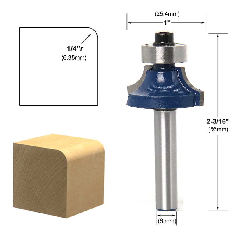 

6mm Shank 1/2 shank rounded knives woodworking milling cutters Woodworking tools Round Over bit Beading Edging Router Bits