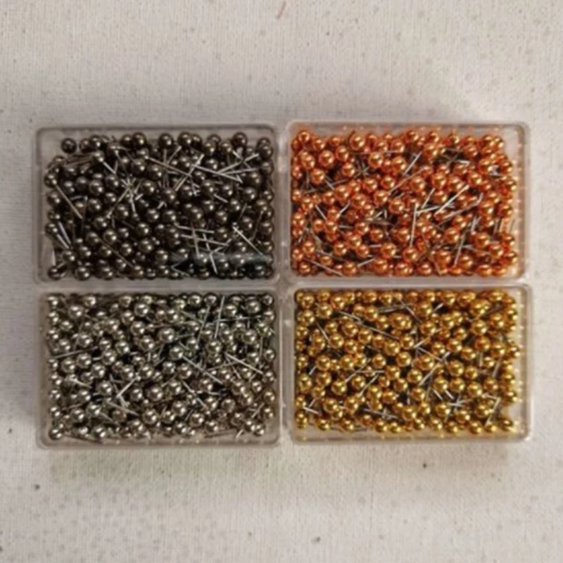 

800 Pieces Map Tacks 1/8-Inch Retro Metal Beads Head Marking Push Pins, 4 Colors