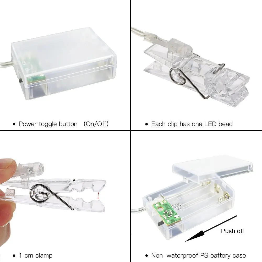 

LED String Lights Card Photo Clip Garland Lamp Battery Operated Holiday Lighting for Christmas New Year Wedding Party Decoration