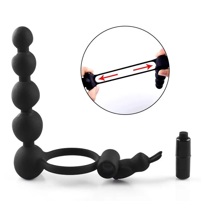Multifunction Vibrating Penis Ring Anal Vibrator Beads Prostate Massage Stimulator Delay Ejaculation Sex Toys for Gays | Красота и