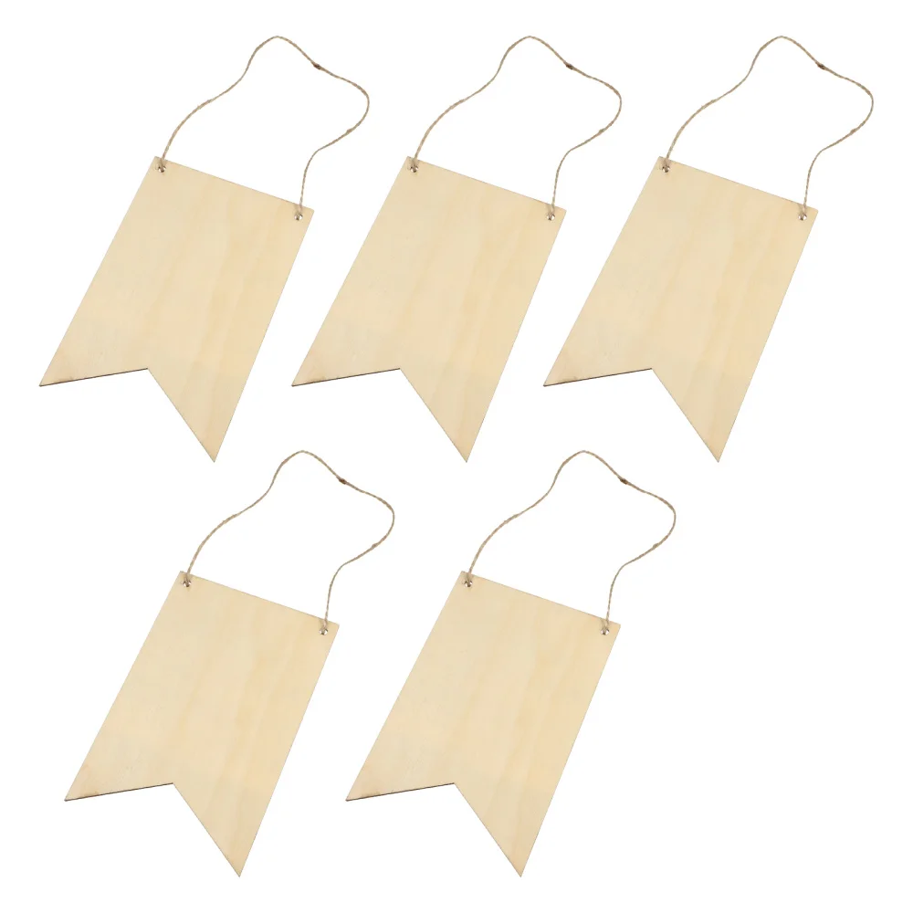 

5pcs Unfinished Hanging Wood Sign Blank Decorative Pendant Hanging Wood Plaque