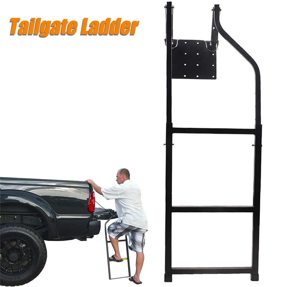 

Universal Tailgate Ladder For Pickup Truck Car Rear Door Ladder Protective Frame Tailgate Folding 42 Inches Auxiliary Ladder