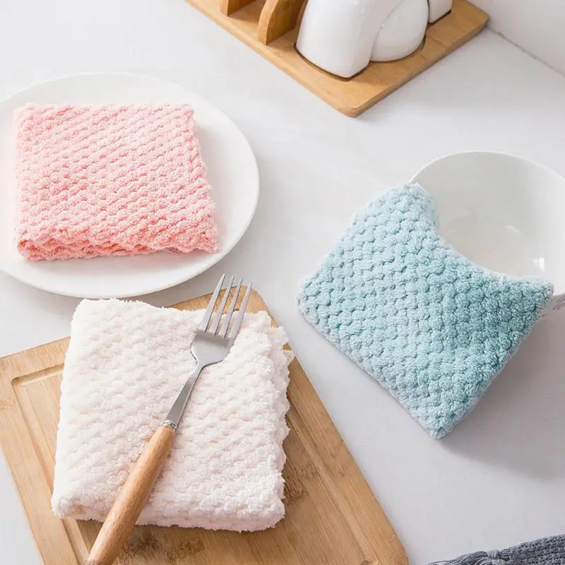 

10 Pcs Pineapple Grid Dishcloth Cleaning Dish Rag Washable Reusable Nonstick Oil Thick Cleaning Cloths for Kitchen Car