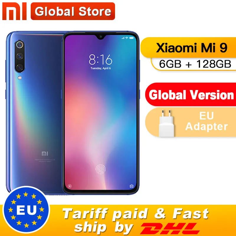Глобальная версия Xiaomi mi 9 6GB 128GB Snapdragon 855 48MP тройная камера AMOLED мобильный телефон