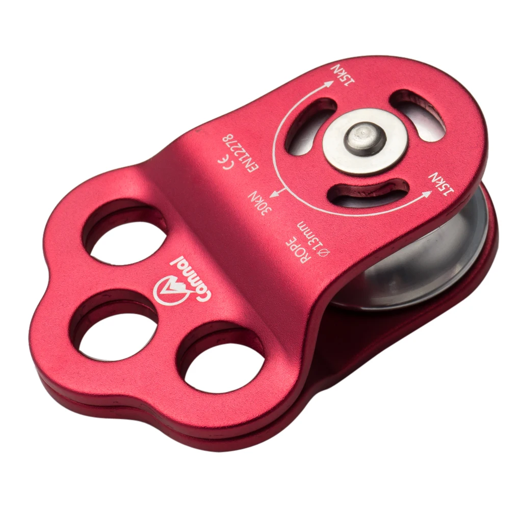 

30KN General Purpose Fixed Side Single Climbing Pulley for 13mm Rope red
