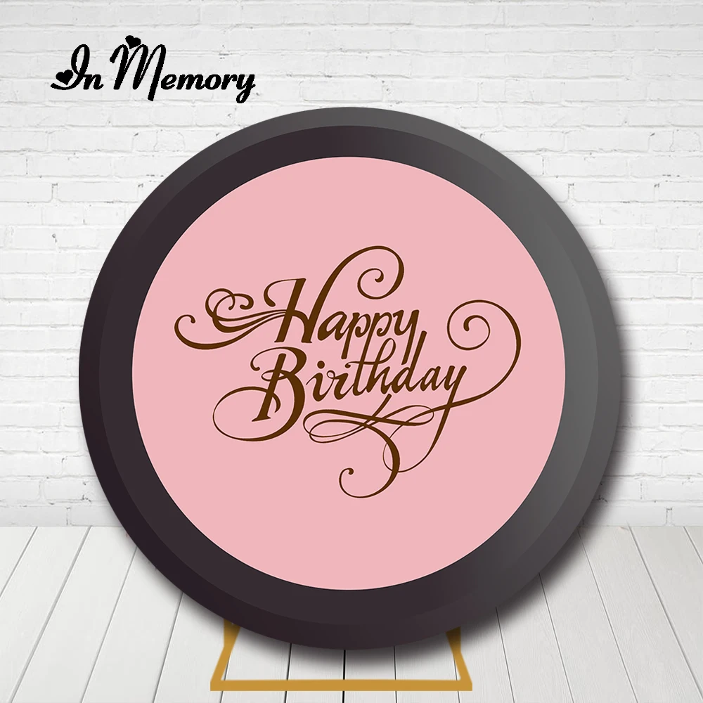 

InMemory черно-розовый круглый чехол на задник для девочек, леди, для взрослых, день рождения, Круглый фон, эластичные чехлы на стол на заказ