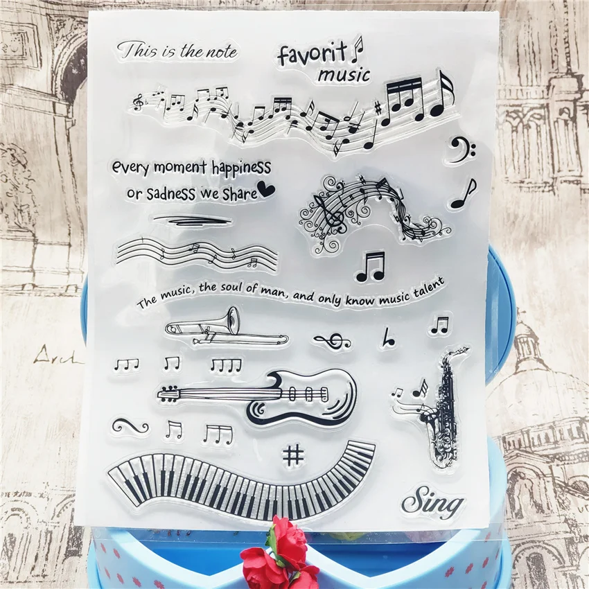 14x18 см с музыкальными нотами для фортепиано прозрачный печать прозрачные