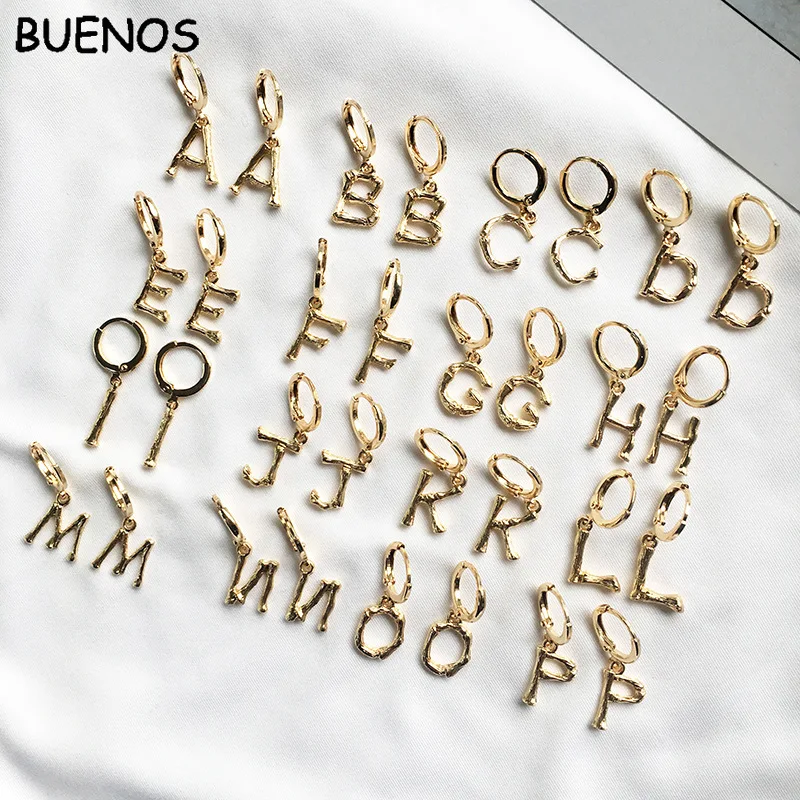 Серьги подвески с 26 инициалами Буэнос золото|Серьги-кольца| |