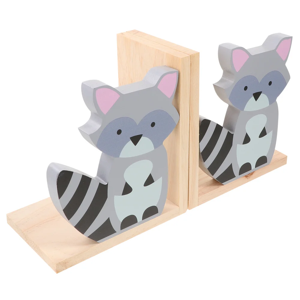 

1 Pair Decorative Bookends Lovely Raccoon Book Stoppers Bookends Ornaments