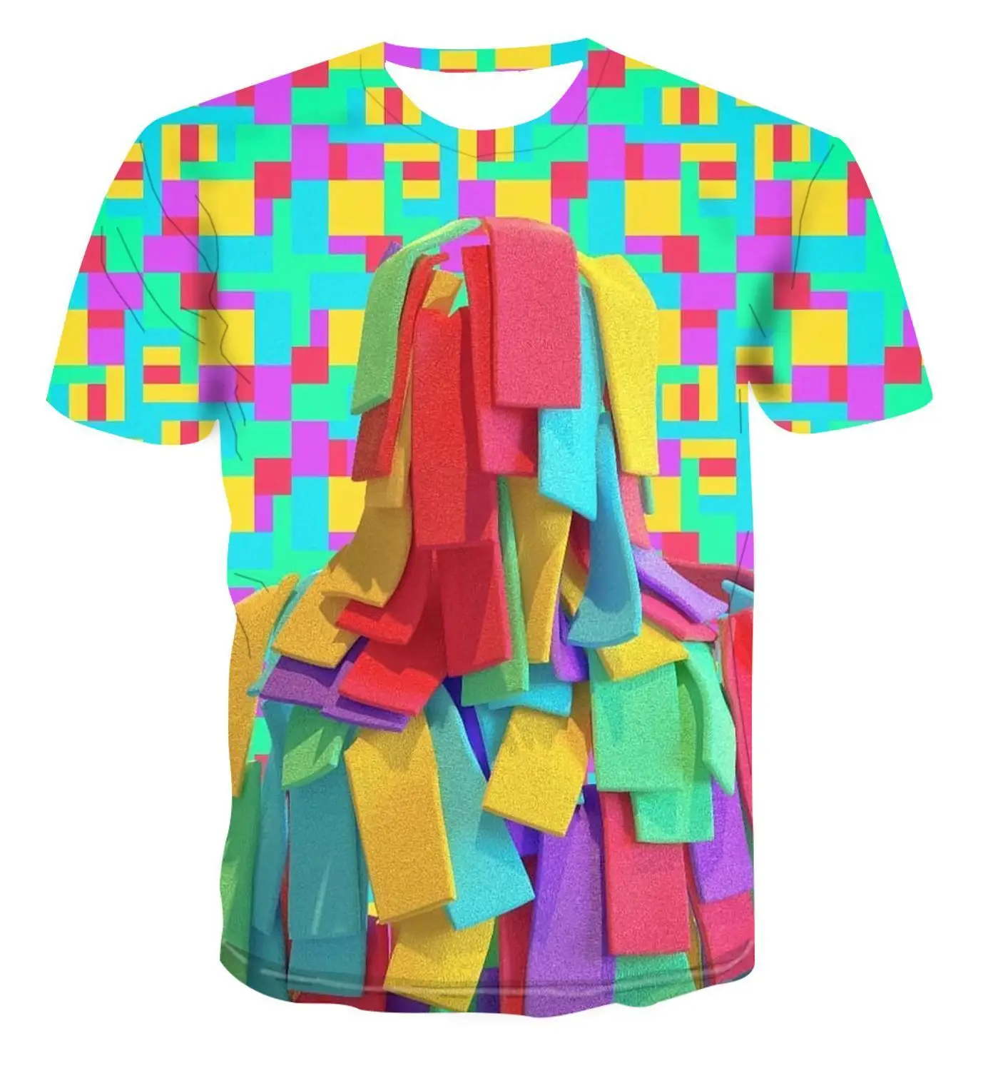 

3d Pop Print Simple Fashion Stack Colorful Geometry Creative Design T -Shirt Men 'S Street Versatile Cool Unique Handsome S -6xl