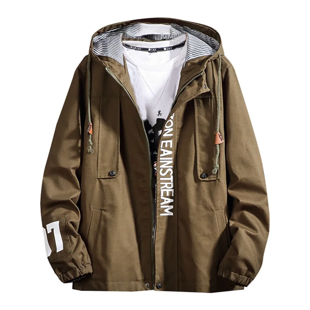 Мужская повседневная куртка с буквенным принтом толстовка на молнии топы пальто