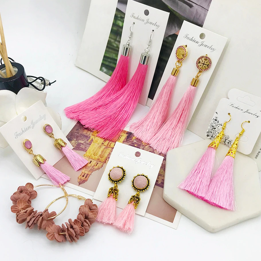 Длинные серьги в стиле бохо с кисточками и хлопком для женщин модные бахромой из