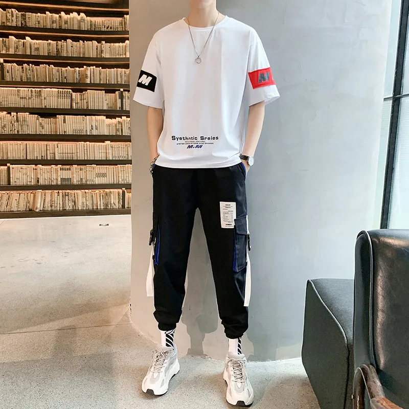 

WFF Men's T-shirt and Pants Set in spring and summer men fashion sweatshirt sweatpants tracksuit men Hip hop Gothic mens clothes