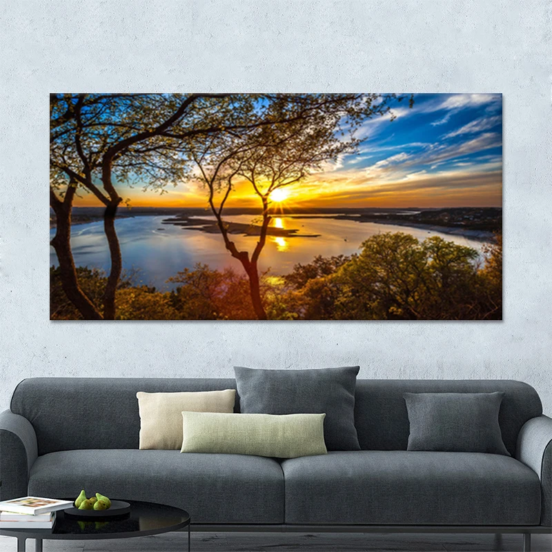 

Modern Sunset Tree Sky Natural Landscape Canvas Painting Posters and Print Cuadro Wall Art for Living Room Home Decor