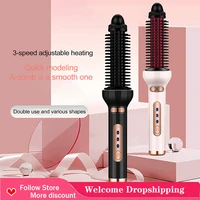 professional curler red black travel hair curler iron brush for woman hot hair curling wand with 1 inch ceramic ionic barrel