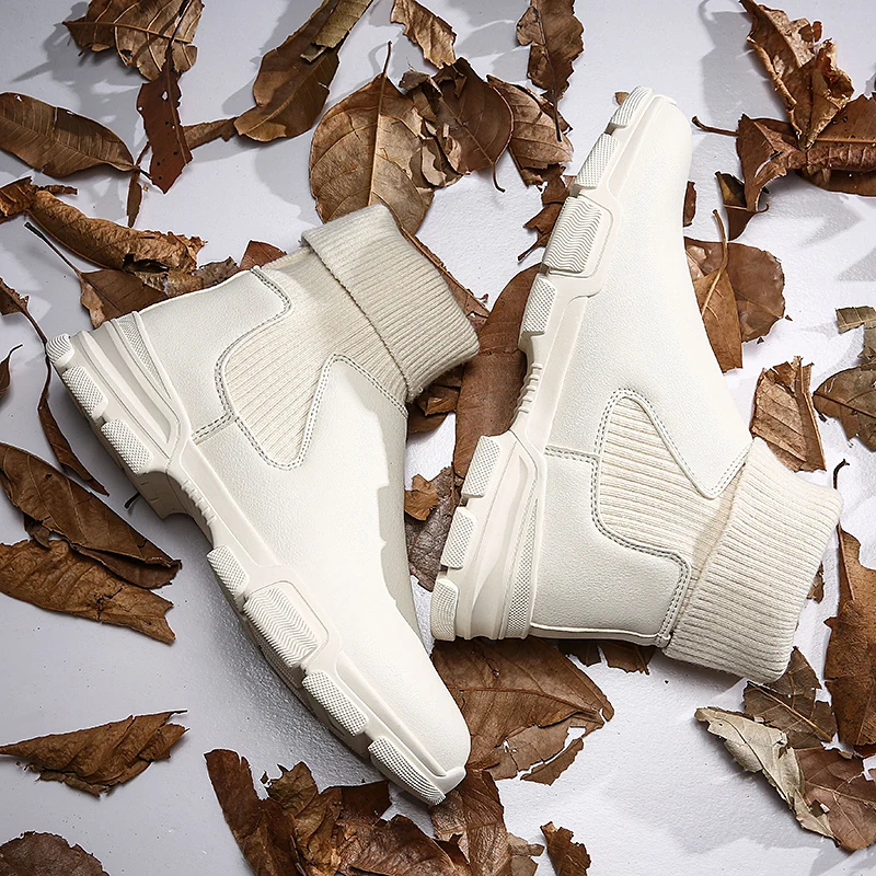 Зимние ботинки мужские шерстяные носки мартинсы уличные модные мужская обувь