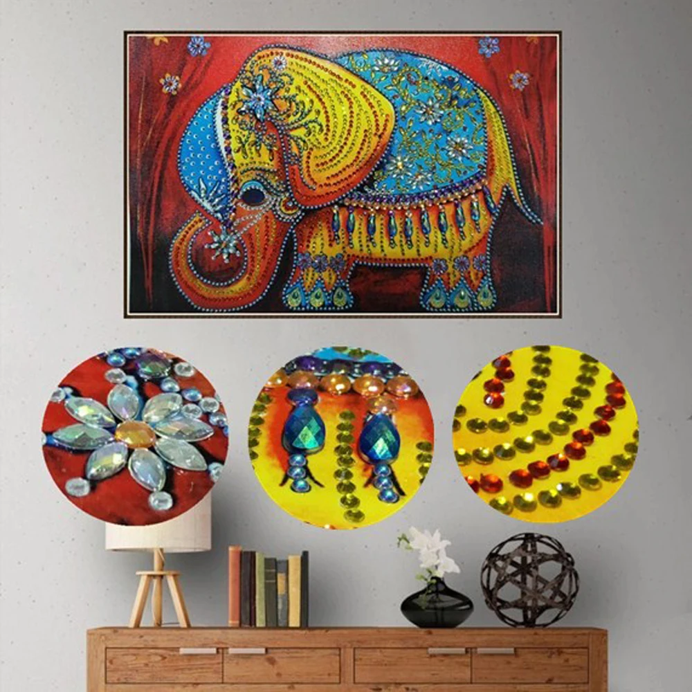 5D алмазная живопись слон вышивка животные сделай сам Стразы особой формы круглые