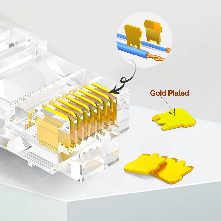 AMPCOM CAT5e/CAT6 UTP 50U RJ45 модульный разъем 8P8C обжимной Конец Ethernet кабель