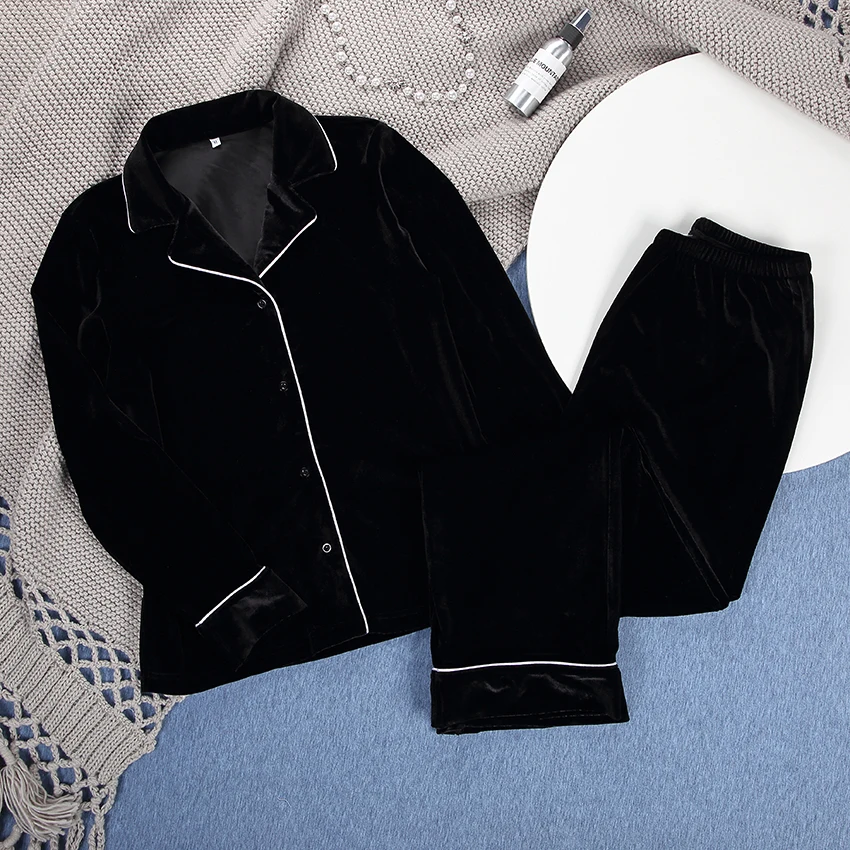 Пижама HiLoc Женская бархатная комплект из двух предметов толстая пижама с длинным