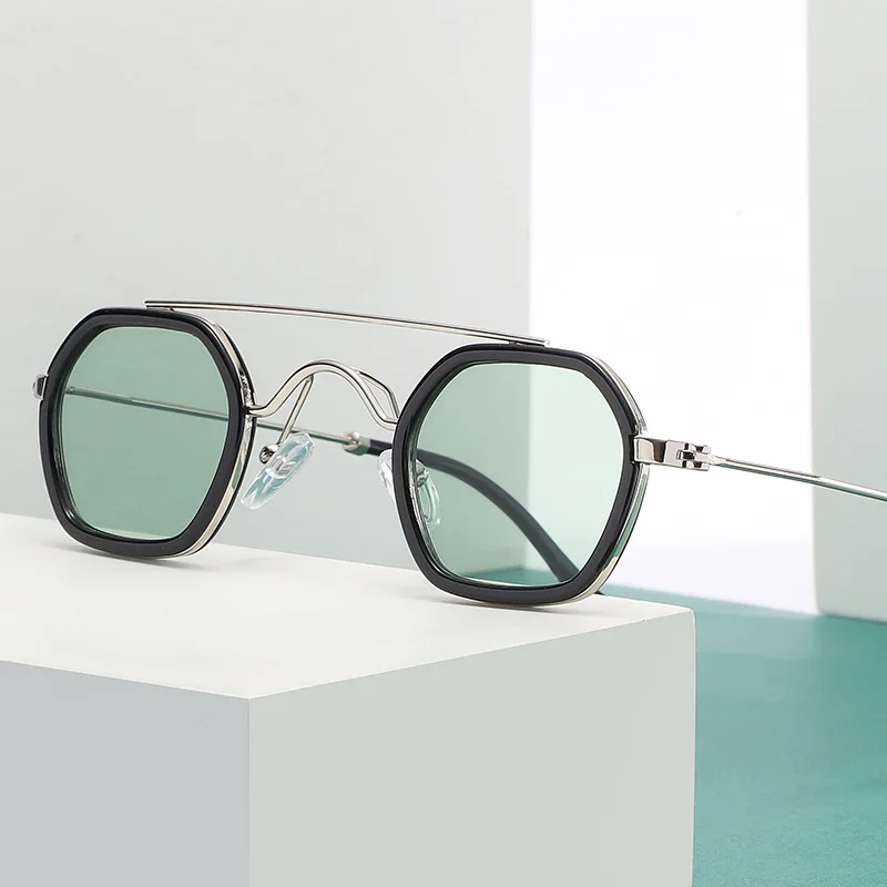 

Модные маленькие квадратные солнцезащитные очки в оправе для мужчин металлические роскошные брендовые дизайнерские солнцезащитные очки ж...