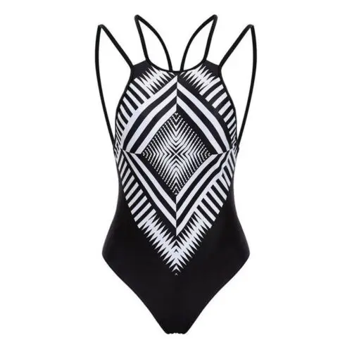 Geometric Print Women One PieceSwimsuit Sexy Backless Swimwear Female Bathing Suit Swimming Costume Monokini Summer Beachwear |