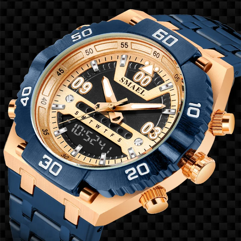 

Relogio Masculino SMAEL Top Brand Luxury Mens Watches Wrist Watch Quartz Clock Digital Watch Men Waterproof Chronograph