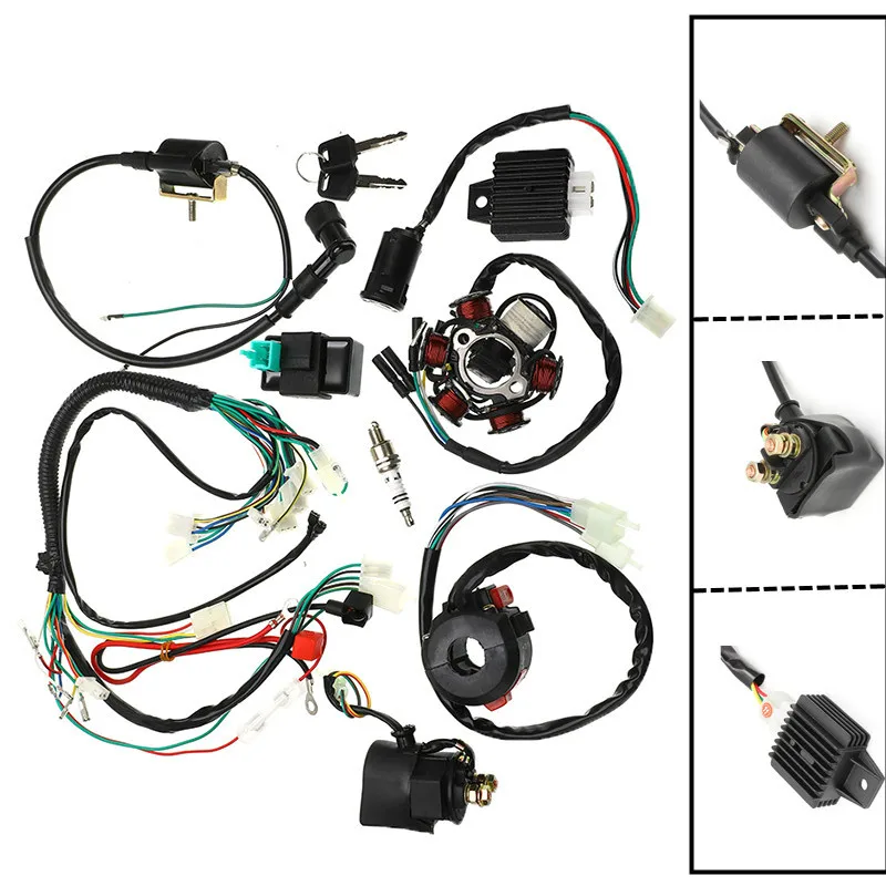 1Set Full Complete Electrics Wiring Harness CDI STATOR 6 Coil for Motorcycle ATV Quad Pit Bike Buggy Go Kart 125cc 150cc 250cc