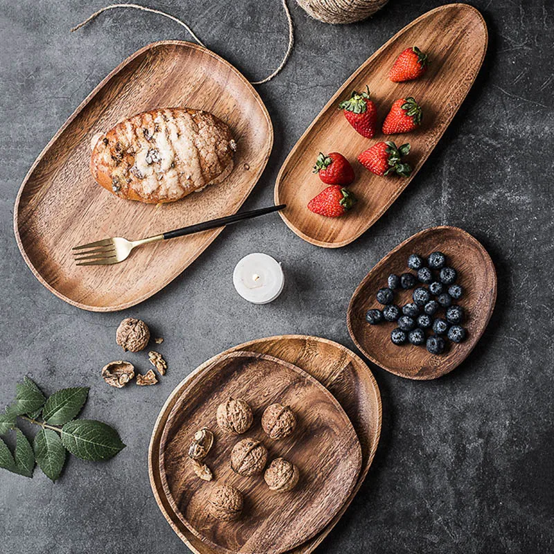 IWELAI неправильный овал цельный деревянный горшок тарелка Фруктовая соусник