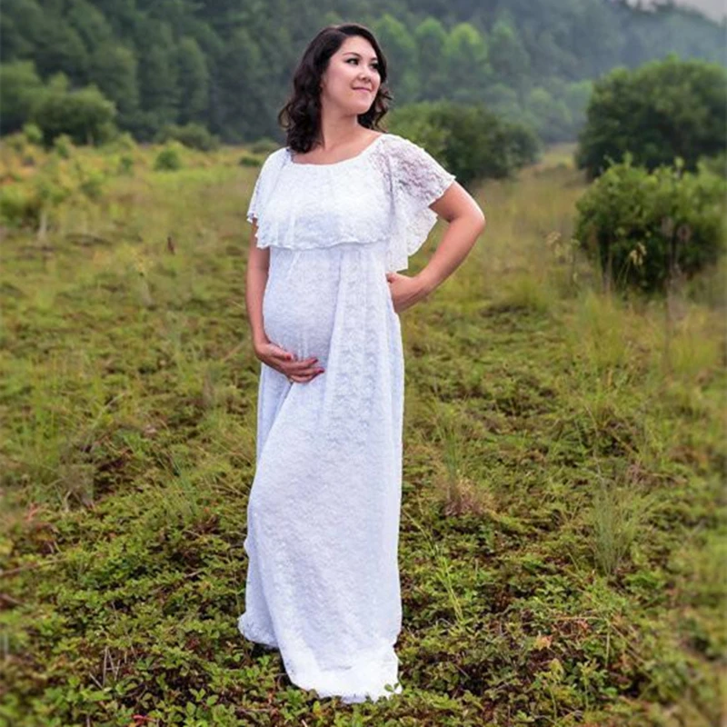 Кружевное платье для беременных Элегантное Длинное приталенное реквизит