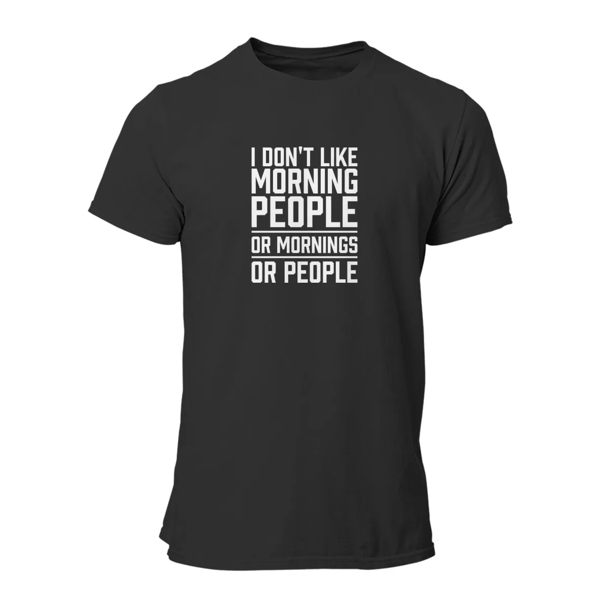Футболка с надписью I Do not Like Morning People черные парные топы графическим принтом в