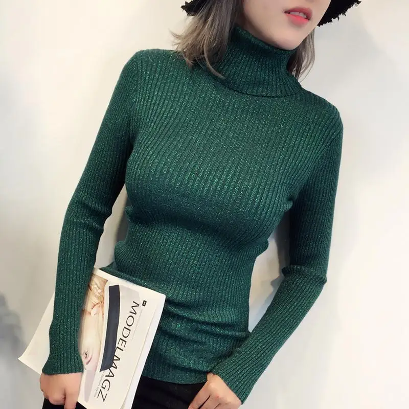 

Autumn Winter Sweater Women Knitted Pullover Sweater Long Sleeves Turtleneck Slim Jumper Soft Warm Pull Femme Sweater
