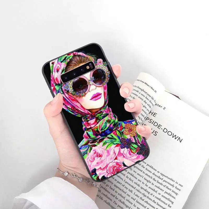 

Cartoon Vogue Female Phone Case Black Cover For Samsung S5 6 6Edge 7 8 9 10 10E 10Plus 20 20lite 20Ultra Cases
