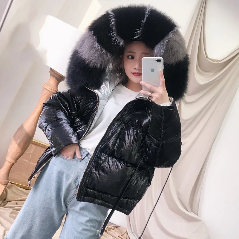 

Куртка на белом утином пуху с меховым воротником, с капюшоном