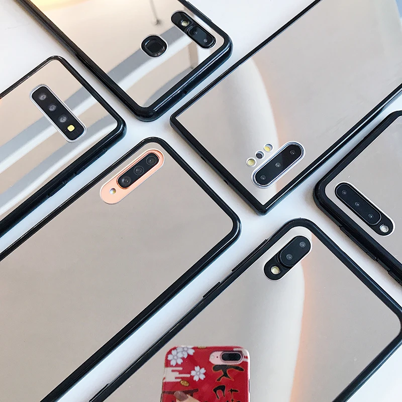 

Luxury Mirror Phone Case For Samsung S10 S9 S20 A10 A20 A30 A40 A50 A70 A51 Bling Plating Soft TPU Cover Shell Coque Funda