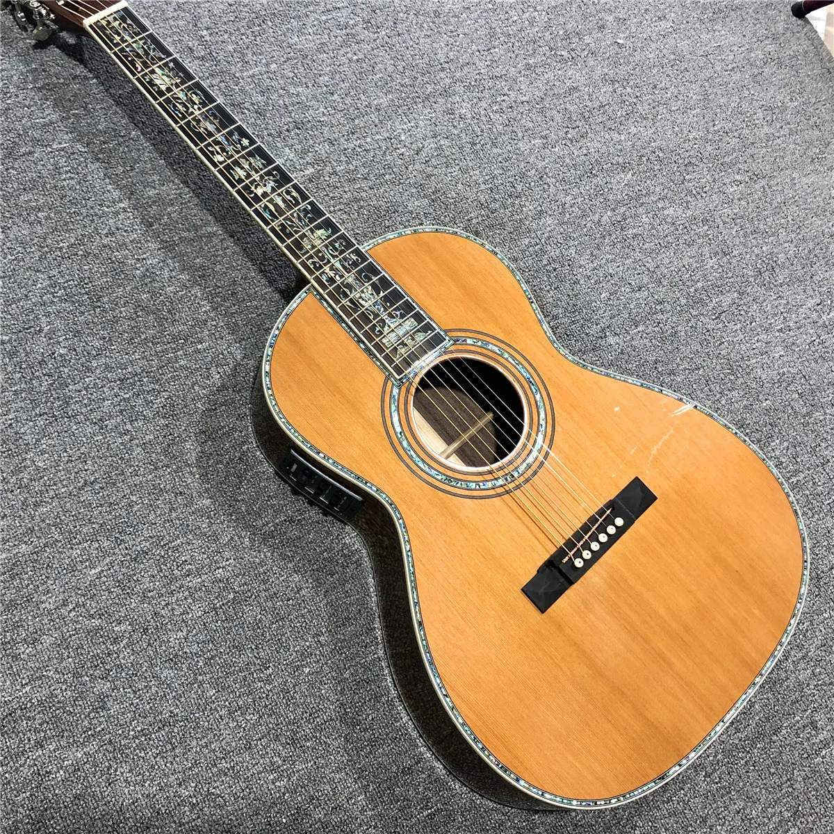 

39 Inches Solid Cedar 000 Style Acoustic Guitar Real Abalone Ebony Finerboard Rosewood Back And Sides