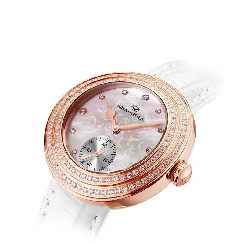 2021 New Seagull Watch Women's Fashion Mechanical Watch Diamond Retro Belt Waterproof Watch Female 719.751L enlarge