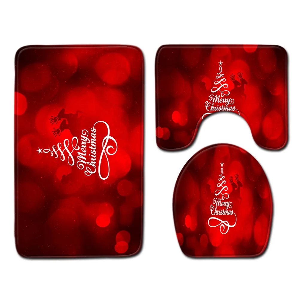 Рождественский коврик для ванной Zeegle фланелевый нескользящий домашний декор