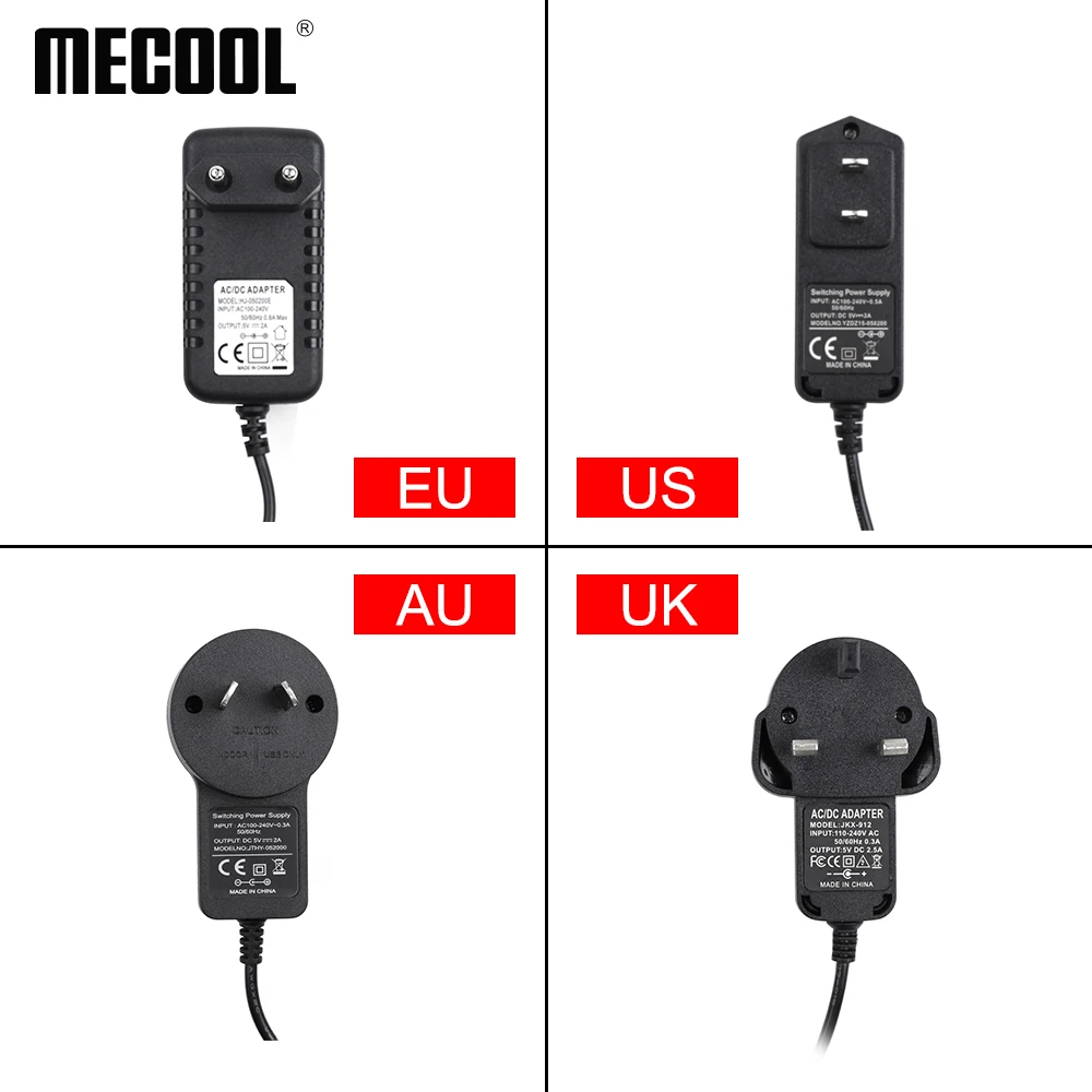 Замена адаптера питания 5В/2а 12В/1А для Mecool Android TV Box EU UK US AU Plug|Пульты ДУ| |